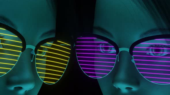 Girls with Glasses Shimmering Neon