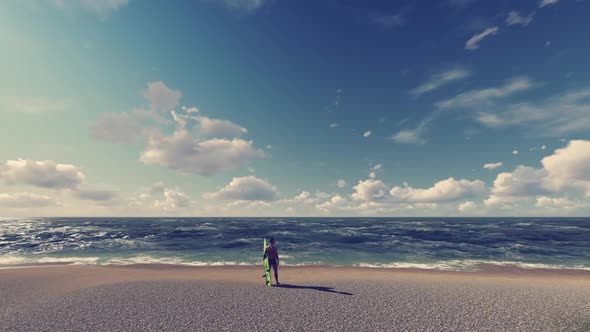 Surfer and Ocean