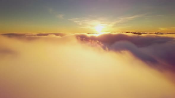 Drone Flies in the Clouds