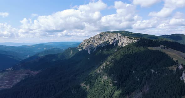 Hasmasul Mare Massif, Piatra Singuratica. Rocky Forested Mountain In Harghita County, Romania. wide