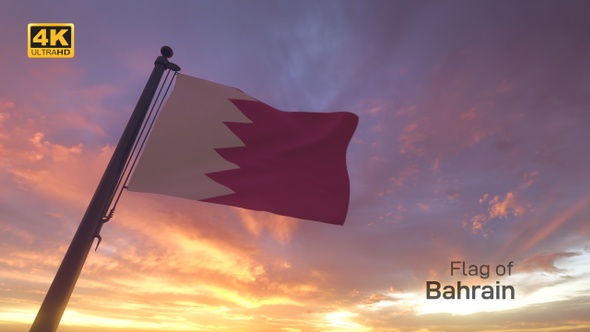 Bahrain Flag on a Flagpole V3 - 4K