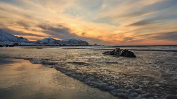 Wonderful Beach With Detailed Wave Motion With Close Up Shots