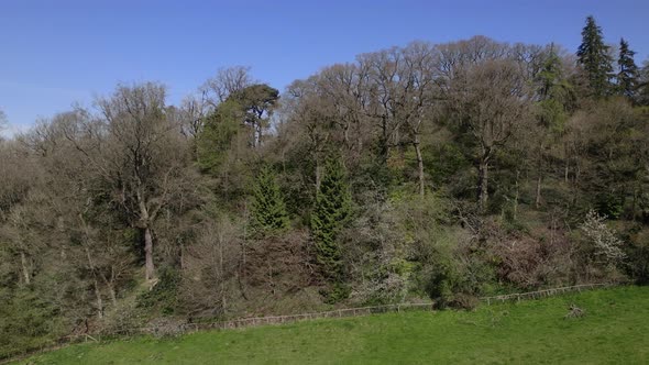 North Cotswold Wooded Valley Side Spring Season Aerial Kiftsgate Court Gardens Colour Graded