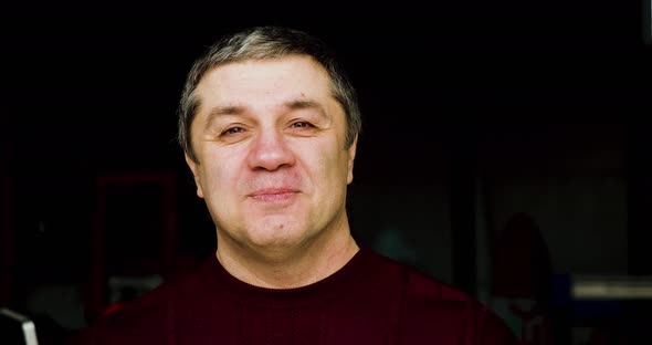 Happy Laughing Mature Man  Closeup Portrait