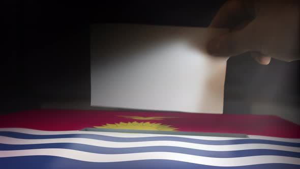 Digital Composite Hand Voting To National Flag OF Kiribati 
