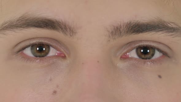 Blinking Eyes of Young Man
