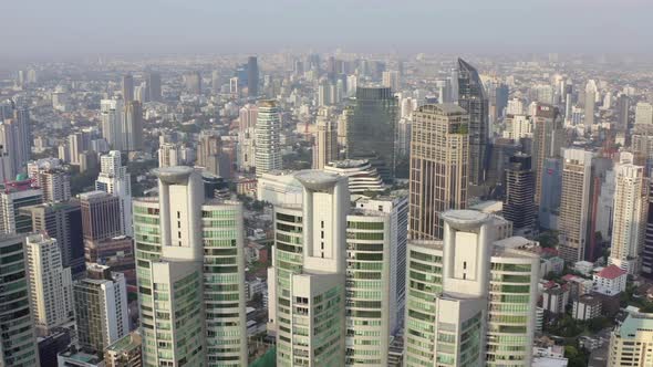 Aerial View of Bangkok Asoke Khlong Toey During Covid Lockdown Thailand