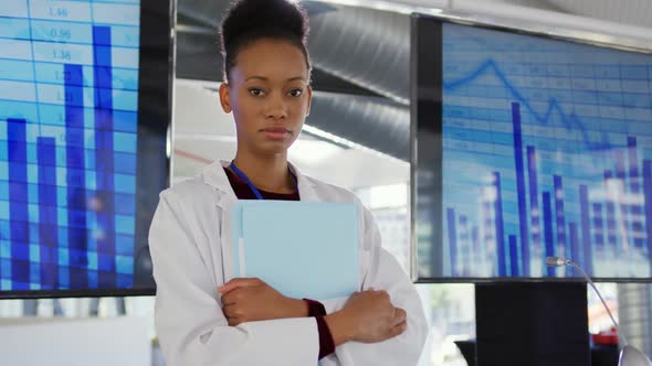 Female scientist at a seminar