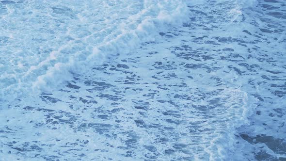 Waves Breaking Ocean Background, Blue Seascape of Sea Water with Copy Space, Coastal Scene from Aeri