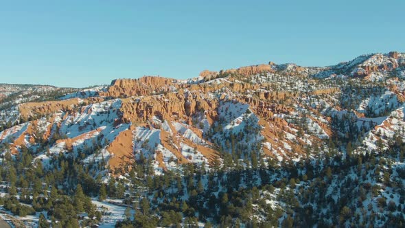 Red Canyon Hoodoos in Winter, Dixie National Forest, Utah, USA, Aerial View