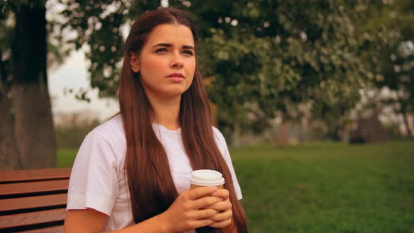 Attractive Caucasian Girl Enjoy Break Outdoors