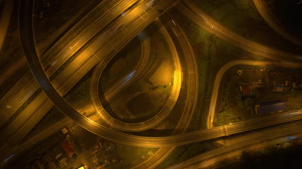 4K : Hyperlapse or Dronelapse Top view of Highway road junctions