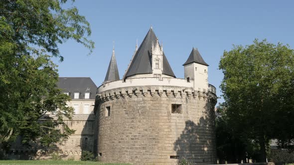 Dukes of Brittany castle architecture and facade 4K 2160p 30fps UHD footage - French Pays de la Loir