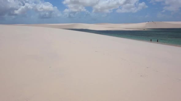 Parque Nacional Lencois Maranhenses, Brazil.Aerial view of dunes and rainwater lakes at Lençóis Mara