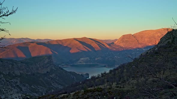 Pan Shot Panoramic View of Sierra, Mountain Range in Andalucia