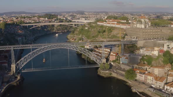 Porto in Portugal, aerial drone cityscape view 4k