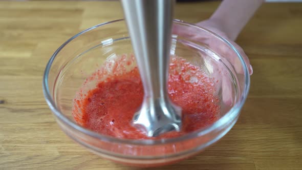 Whipping Strawberries with a Blender