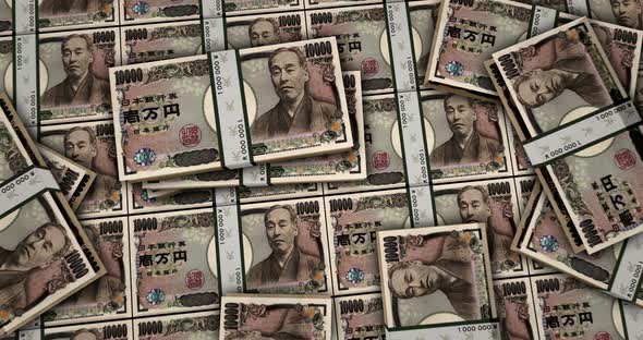 Japanese yen money banknotes animation