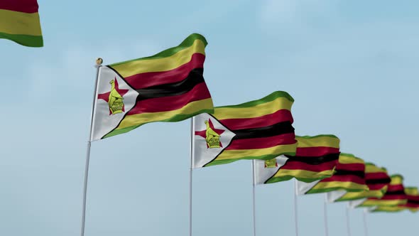 Zimbabwe Row Of Flags A