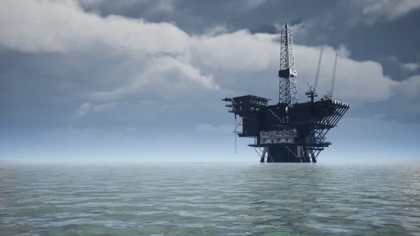 Large Pacific Ocean Offshore Oil Rig Drilling Platform