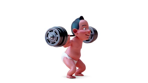 Fun 3D cartoon of a fitness baby