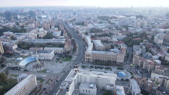 Cityscape of Kyiv, Ukraine. Aerial View, Slow Motion