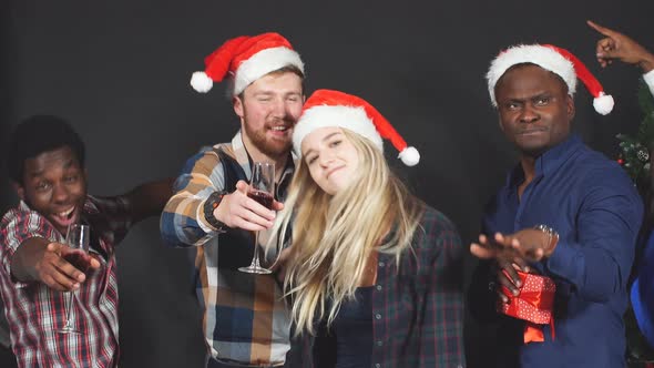 Multi Ethnic Group of Students at Christmas Party.