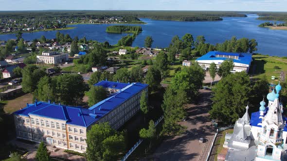 Russian Village From a Height in Flight