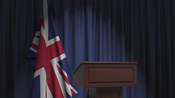 Flag of Great Britain and Speaker Podium Tribune alt