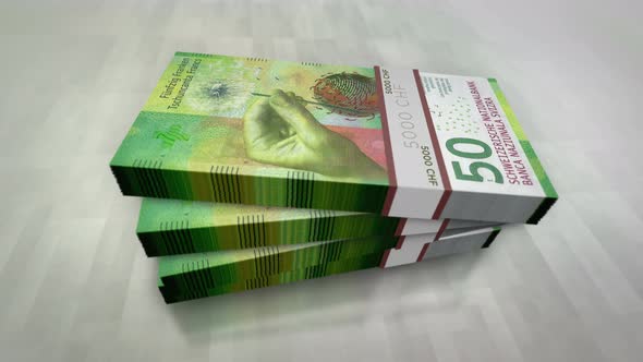 Swiss Francs money banknote pile packs