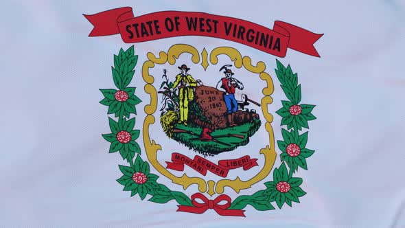 Flag of West Virginia State Region of the United States Waving at Wind