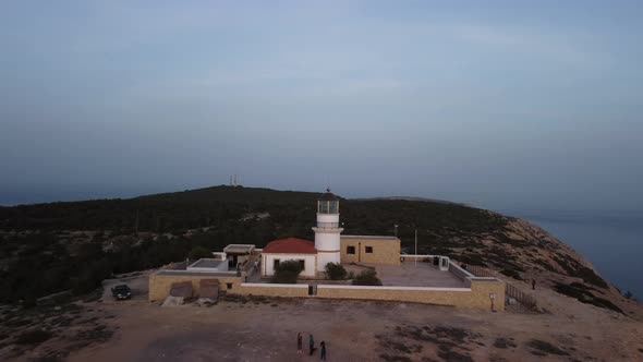 Scenic aerial view of Gavdos Lighthouse in Greece