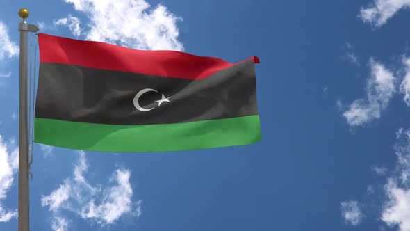 Libya Flag On Flagpole