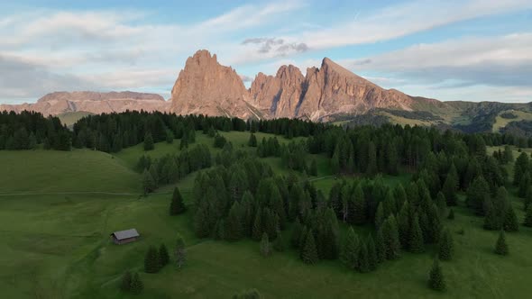 Beautiful cloudy day in the Dolomites mountains