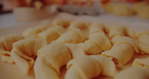 Freshly Made Croissants on Table in Kitchen