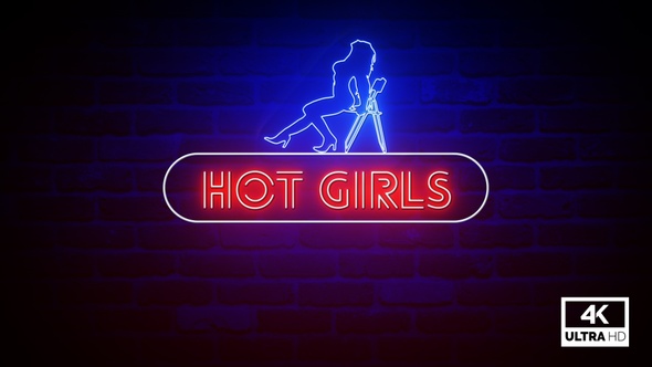 Hot Girls Neon Sign Flickering Neon Light Animation