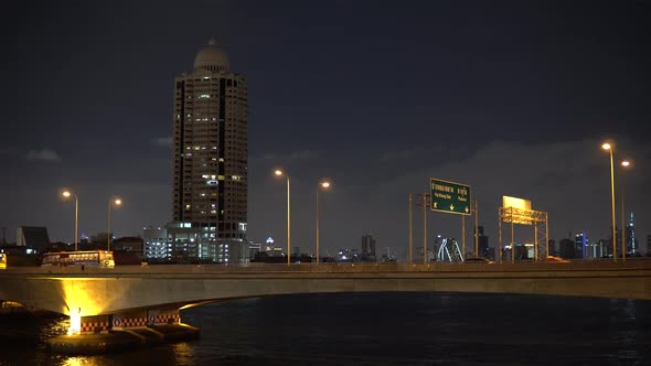 Cars traffic on highway in downtown Bangkok city