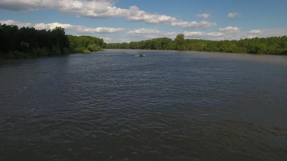 Speed Boat On A River