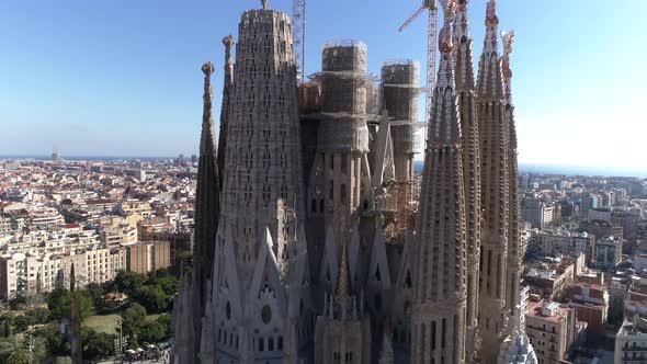 Barcelona Sagrada Familia Cathedral Aerial View