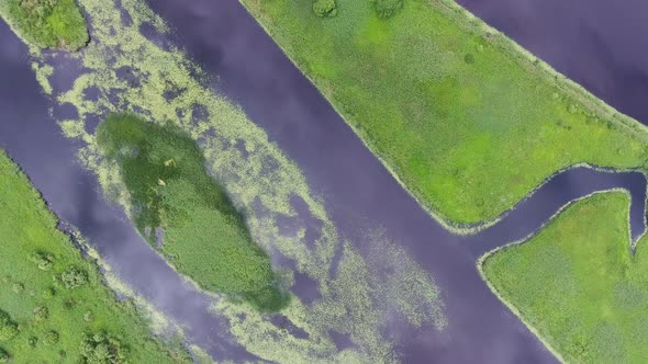 Aerial Top View on Estuary Straits and Islands