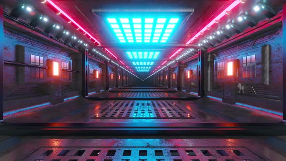 3D animation, gangway in science fiction environment