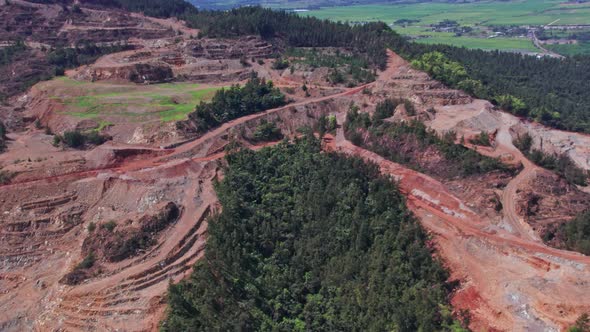 Aerial view over Falconbridge Dominicana a mine and process plant in Bonao,Dominican Republic