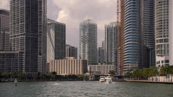 Motion Video Miami River And Waterfront Highrise Condominiums Downtown Miami Brickell 4k 60fps