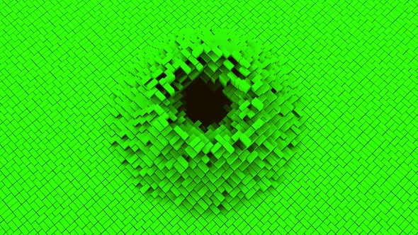 3d Blocks Wave Green V2