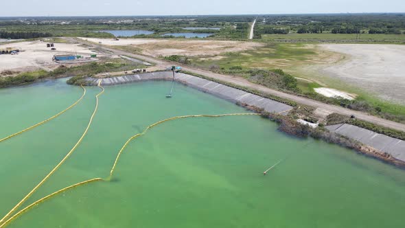 aerial close-up of Piney Point phosphate pool cleanup and pump