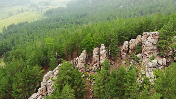 Rocks on Mount Saranakan in the Chita Region of Russia