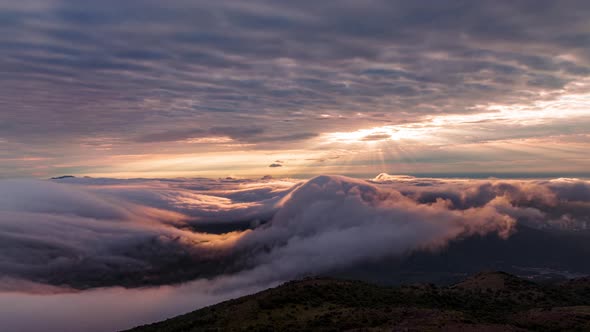 Sunset sea of fog in Hong Kong