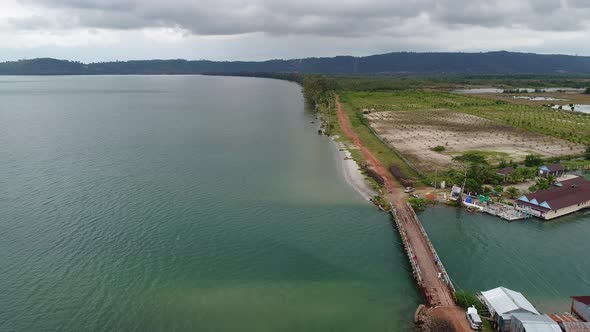 Fishing village near Sihanoukville in Cambodia seen from the sky