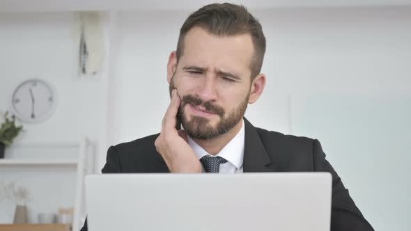 Toothache, Businessman with Tooth Pain at Work