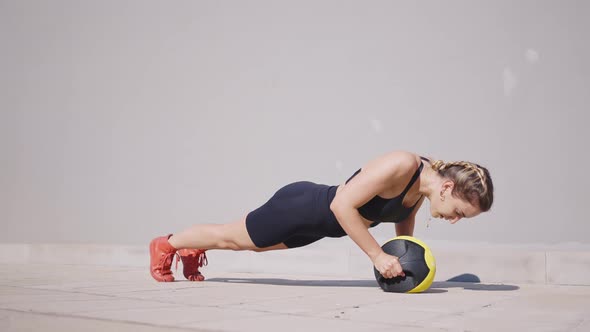 Cinematic action footage of a sport woman training